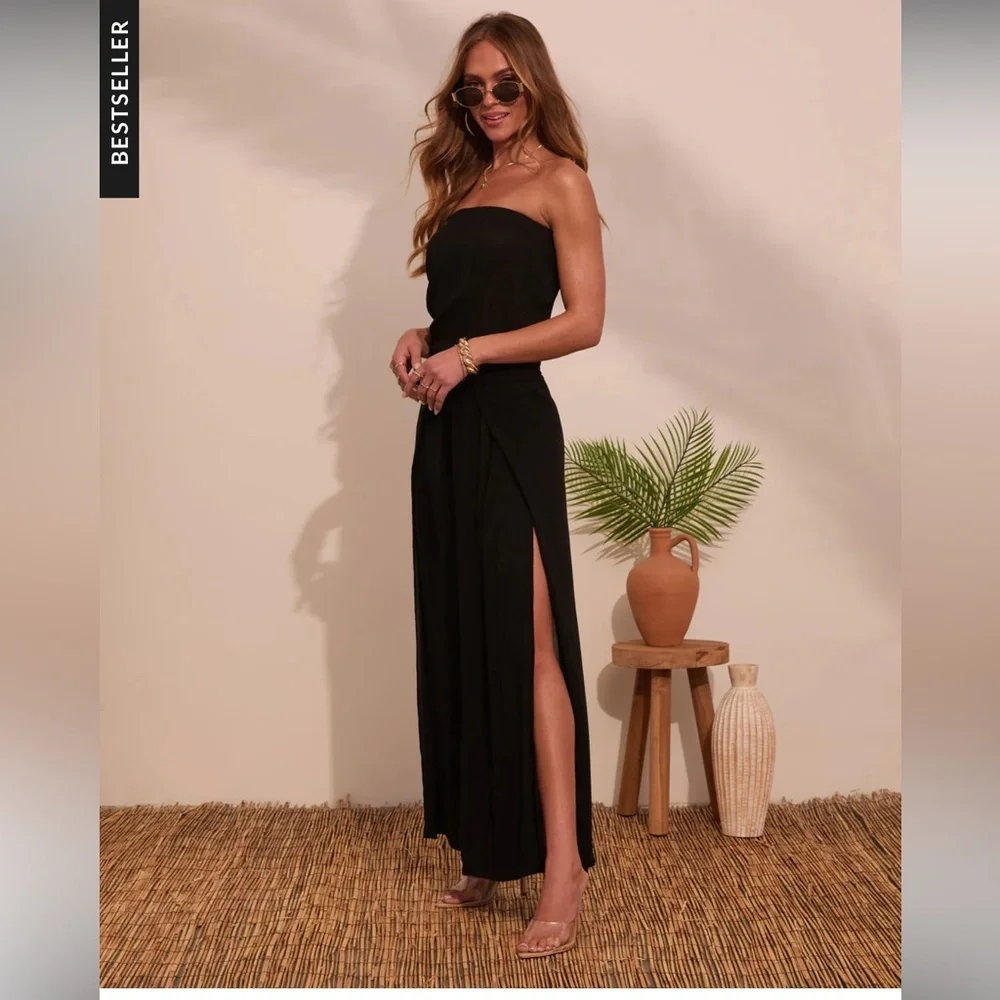 Vici Off Shoulder Strapless Wide Leg Jumpsuit Size L NWT - Picture 3 of 15